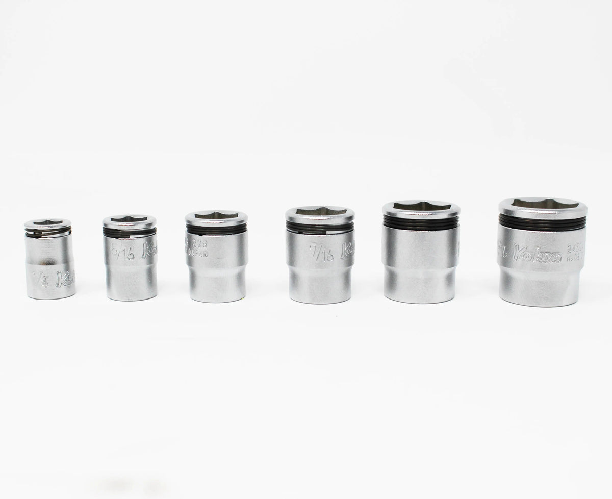 1/4" Sq.Dr. Nut-Grip SAE Short Socket Rail Set, 6 pcs.