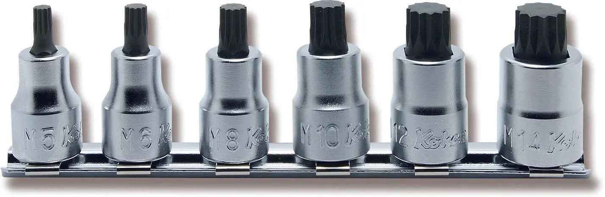3/8 Sq. Dr. Bit Socket Set XZN M5-M14 Triple Square 150mm  6 pieces