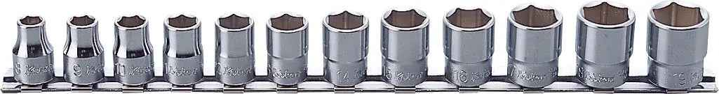 3/8 Sq. Dr. Socket Set  8-19mm 6 point 300mm  12 pieces