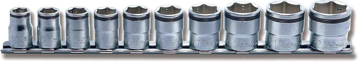 3/8 Sq. Dr. Socket Set  10mm-22mm Nut Grip 250mm  10 pieces