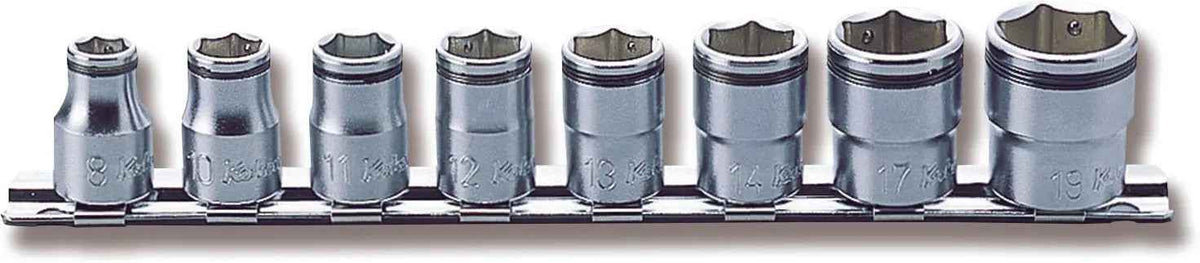 3/8 Sq. Dr. Socket Set  8mm-19mm Nut Grip 200mm  8 pieces