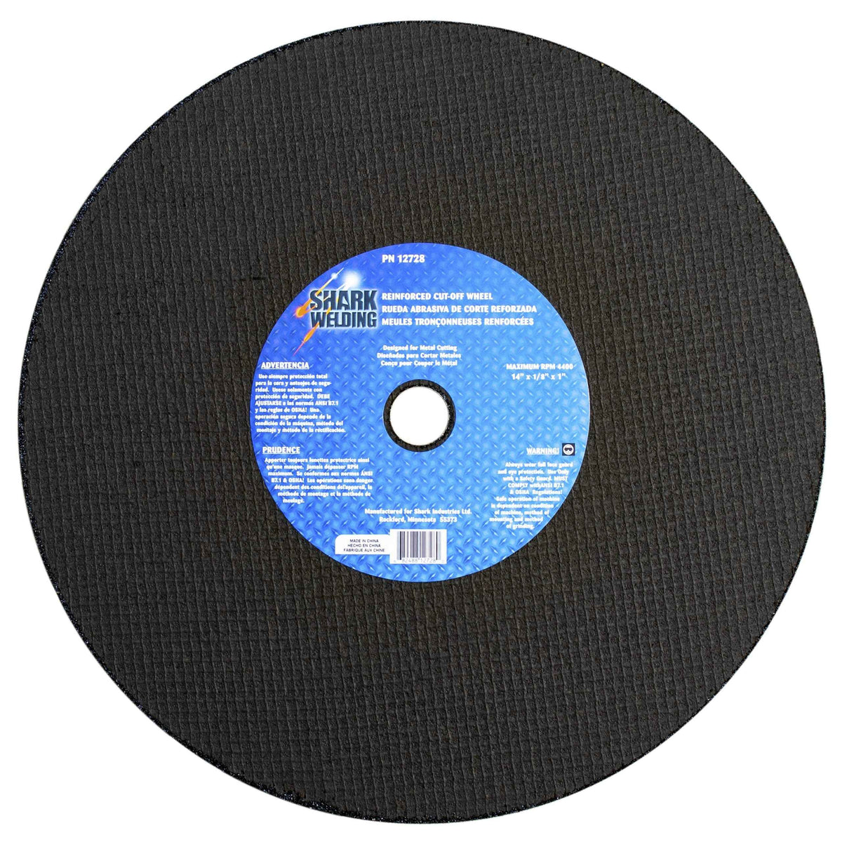Shark Industries - 5 PK | Cut-Off Wheel – Aluminum Oxide – Double Reinforced – 14″ x 1/8″ x 1″ – 36 Grit - Ridge Toolbox