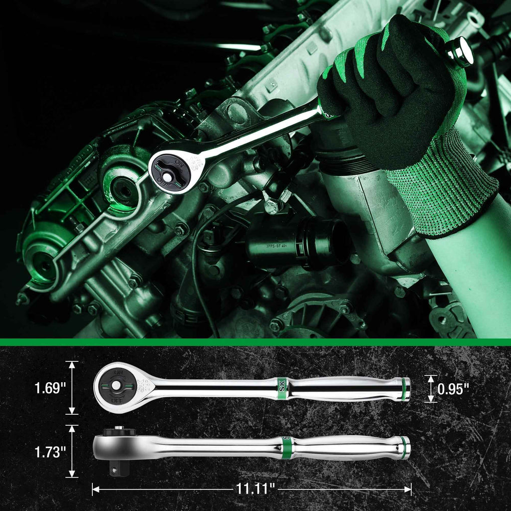SK Tools USA - 52 Piece 1/2" Drive, 6 Point, Standard & Deep, SAE & Metric Chrome Socket Set - Ridge Toolbox