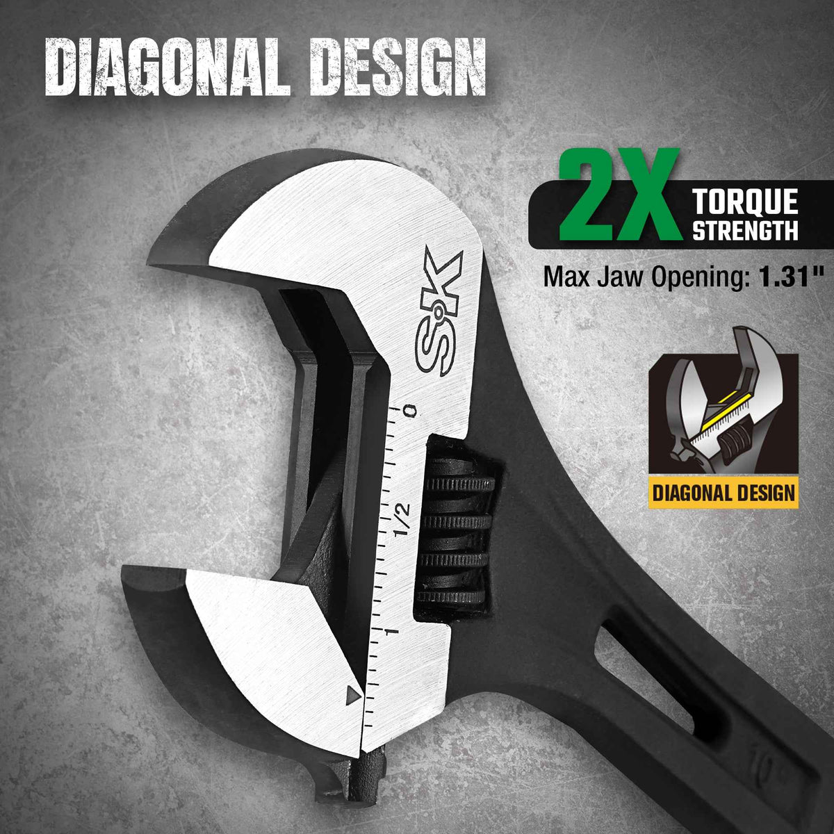 SK Tools USA - 10" Efficient Adjustable Wrench - Ridge Toolbox