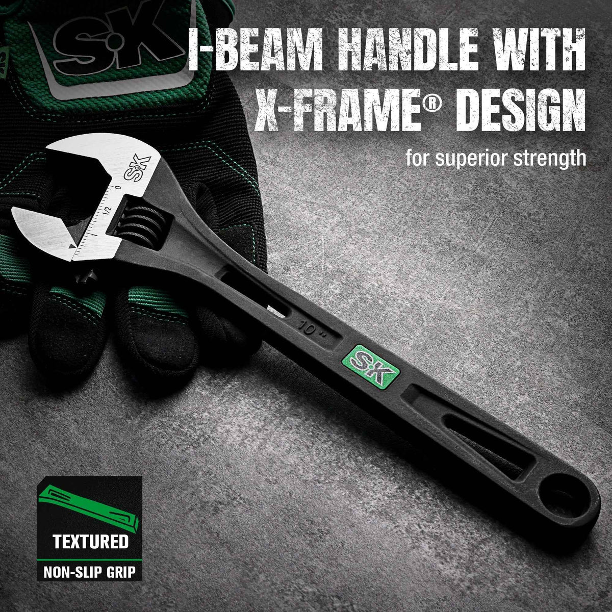SK Tools USA - 10" Efficient Adjustable Wrench - Ridge Toolbox
