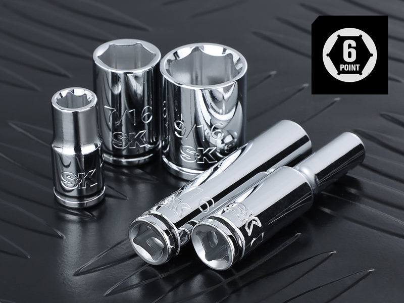 SK Tools USA - 30 Piece 1/4" Drive, 6 Point, Shallow & Deep, SAE Chrome Socket Set with 216-Position Ratchet - Ridge Toolbox