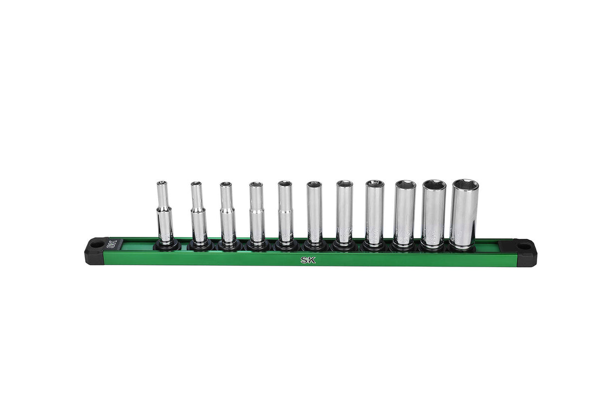 SK Tools USA - 1/4" Drive, 11 Piece, 6 Point, Deep, SAE Chrome Socket Set - Ridge Toolbox