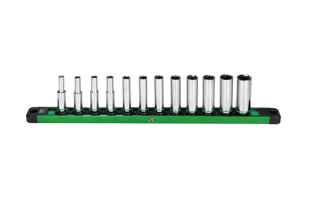 SK Tools USA - 1/4" Drive, 12 Piece, 6 Point, Deep, Metric Chrome Socket Set - Ridge Toolbox