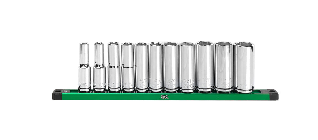 SK Tools USA - 1/2" Drive, 11 Piece, 6 Point, SAE, Deep Chrome Socket Set - Ridge Toolbox