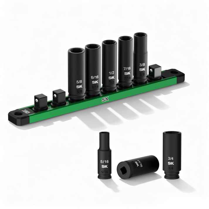 SK Tools USA - 3/8" Drive, 8 Piece, SAE Deep Impact Socket Set, SK01350 - Ridge Toolbox