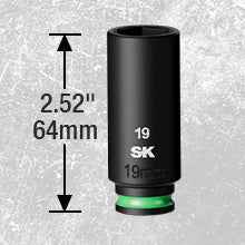 SK Tools USA - 3/8" Drive, 12 Piece, 6 Point, Metric Deep Impact Socket Set, #SK01351 - Ridge Toolbox