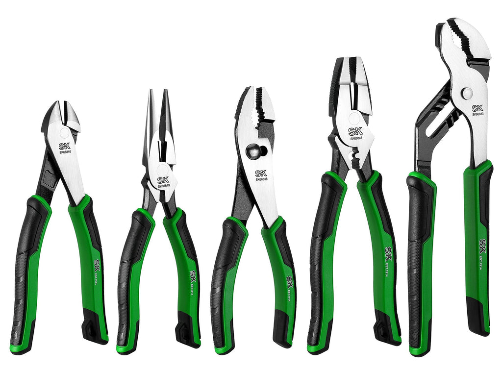 SK Tools USA - 5 Piece Dual-Material Multi-Purpose Pliers Set - Ridge Toolbox