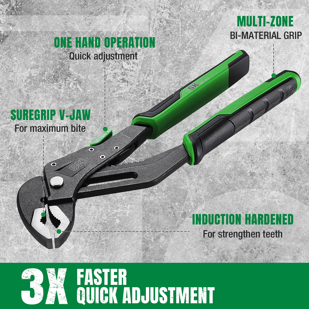 SK Tools USA - 5 Piece Dual-Material Multi-Purpose Pliers Set - Ridge Toolbox