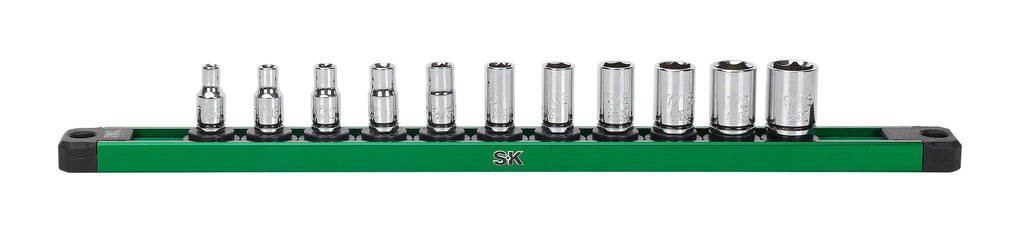 SK Tools USA - 1/4" Drive, 11 Piece, 6 Point, SAE, Standard Chrome Socket Set - Ridge Toolbox