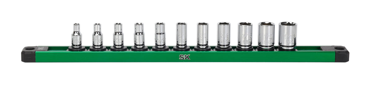 SK Tools USA - 1/4" Drive, 11 Piece, 6 Point, SAE, Standard Chrome Socket Set - Ridge Toolbox
