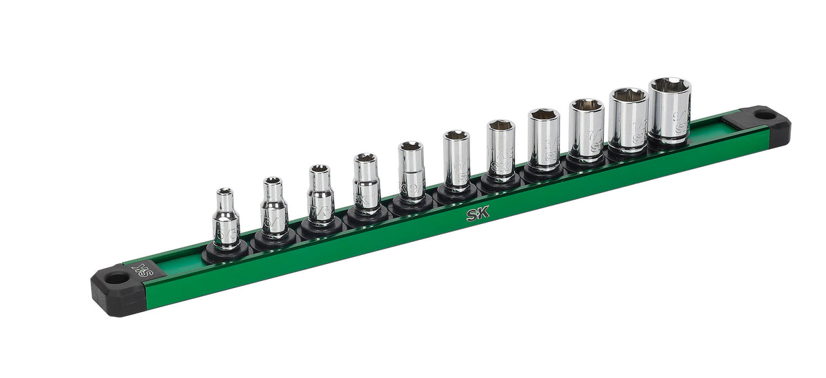 SK Tools USA - 1/4" Drive, 11 Piece, 6 Point, SAE, Standard Chrome Socket Set - Ridge Toolbox