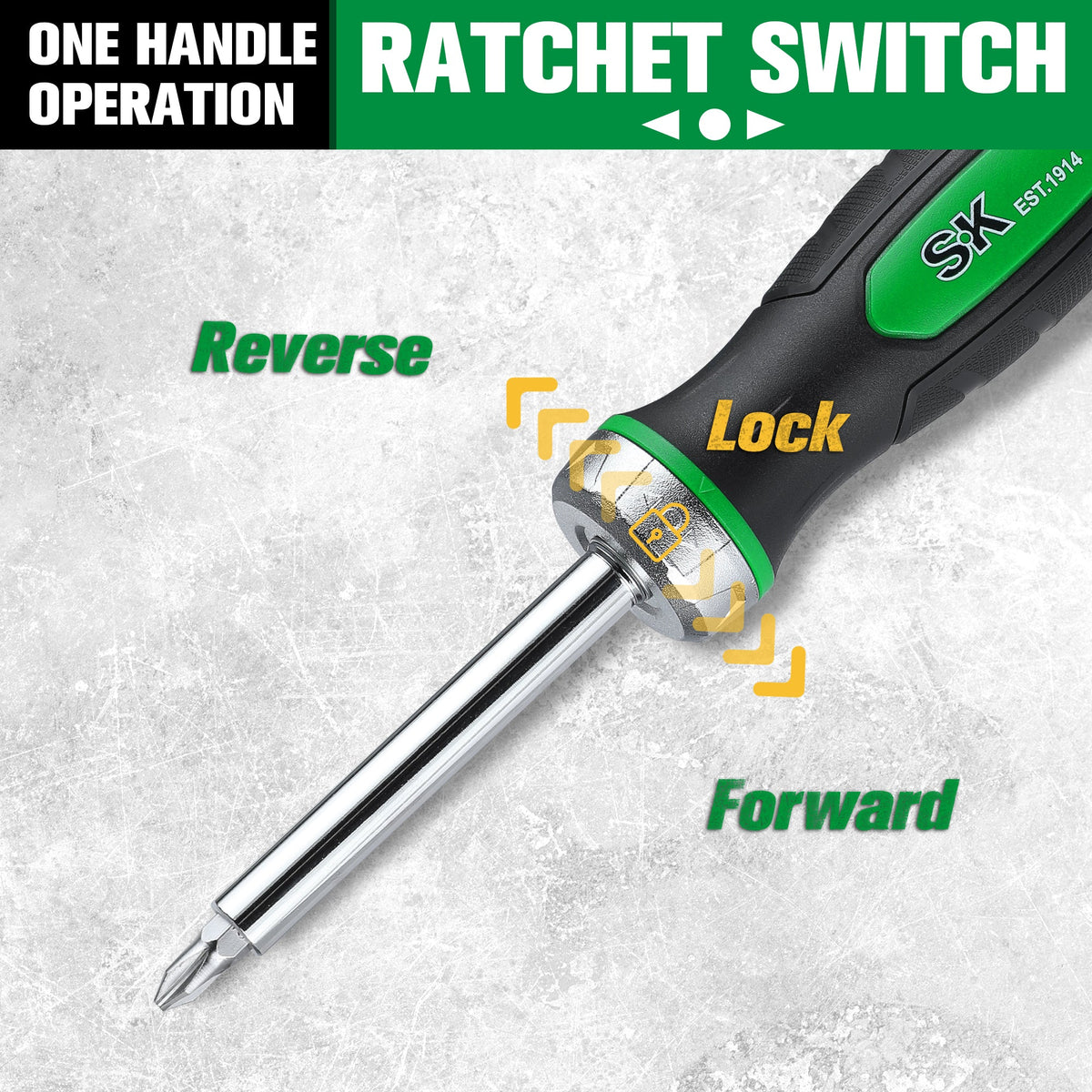 SK Tools USA - 7-in-1, 216-Position Reversible Ratcheting Screwdriver - Ridge Toolbox
