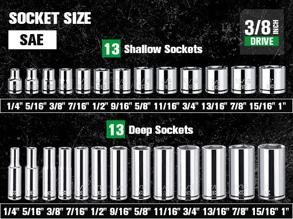 SK Tools USA - 30 Piece 3/8" Drive, 6 Point, Standard & Deep, SAE Chrome Socket Set - Ridge Toolbox