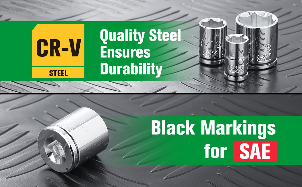SK Tools USA - 3/8" Drive, 12 Piece, 6 Point, Standard, SAE Chrome Socket Set - Ridge Toolbox