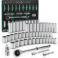 SK Tools USA - 52 Piece 1/2" Drive, 6 Point, Standard & Deep, SAE & Metric Chrome Socket Set - Ridge Toolbox