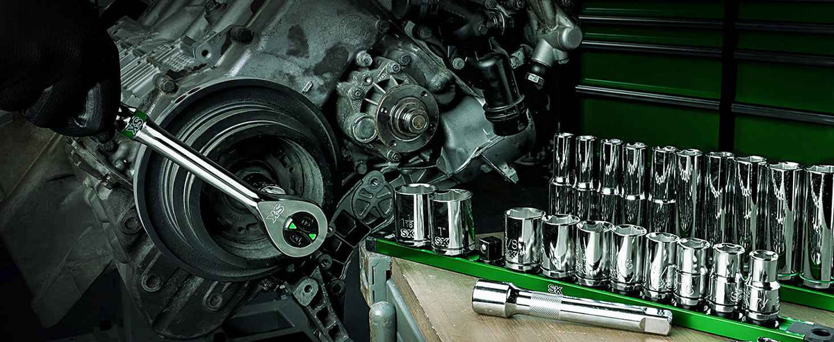 SK Tools USA - 1/2" Drive, 11 Piece, 6 Point, SAE, Standard Chrome Socket Set - Ridge Toolbox