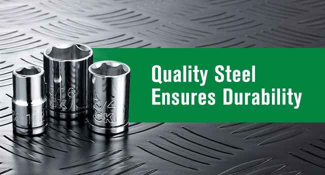 SK Tools USA - 1/2" Drive, 11 Piece, 6 Point, SAE, Standard Chrome Socket Set - Ridge Toolbox