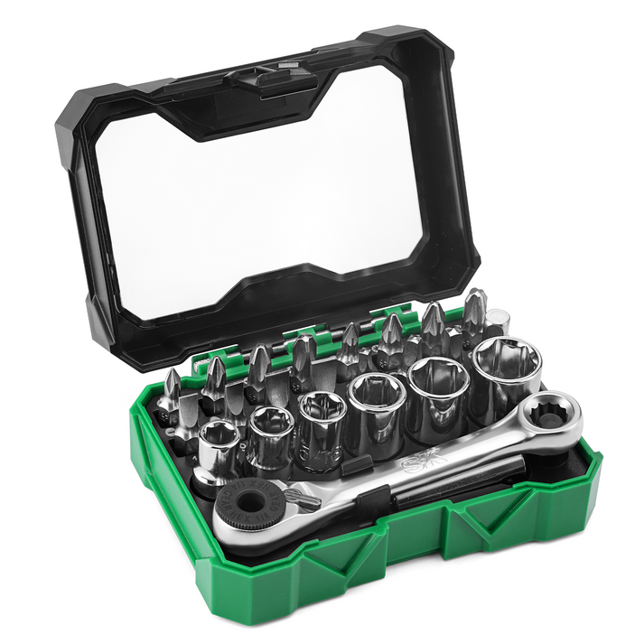 SK Tools USA - 1/4" Drive, 24 Piece Mini Ratcheting Bit Set, #SK03450 - Ridge Toolbox