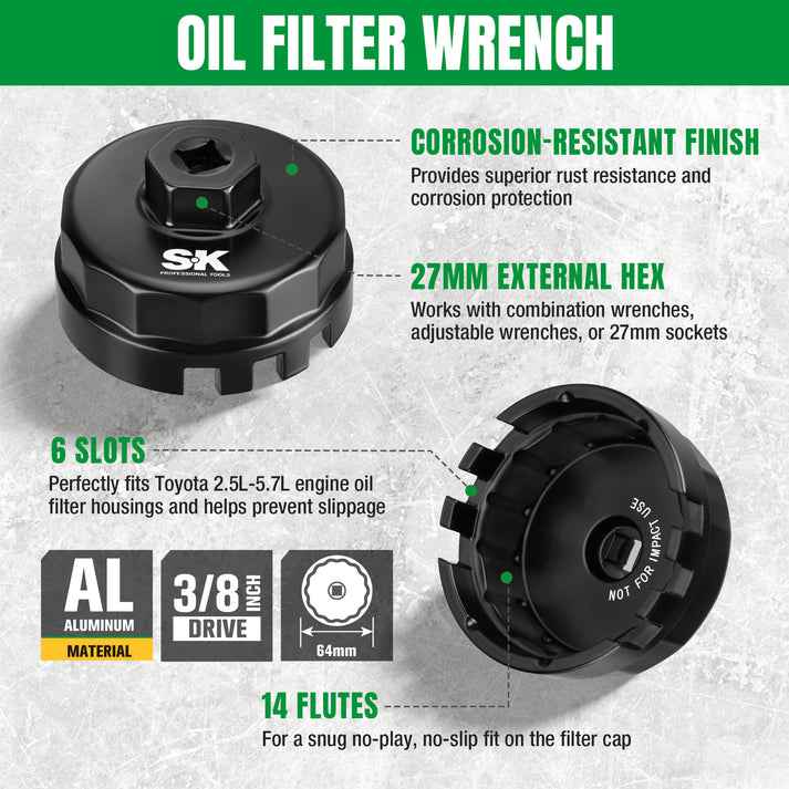 SK Tools USA - Cup-Style Oil Filter Wrench, #SK03485 - Ridge Toolbox