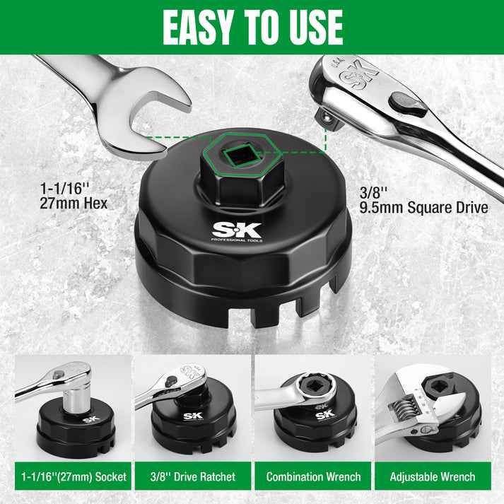 SK Tools USA - Cup-Style Oil Filter Wrench, #SK03485 - Ridge Toolbox