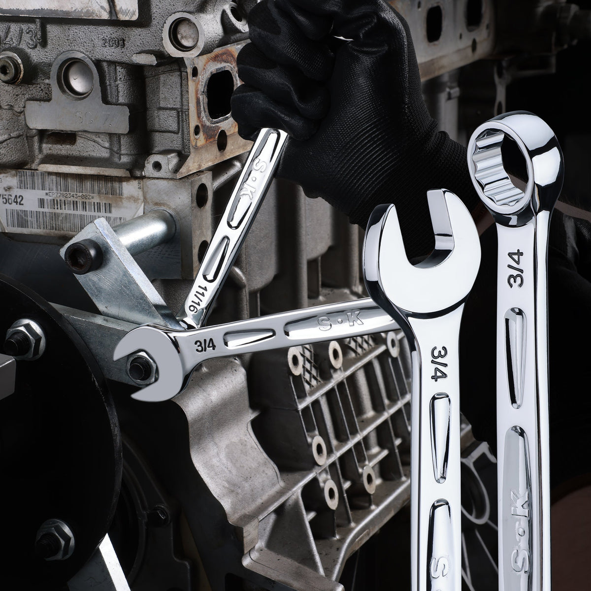 SK Tools USA - 16 Piece, 12 Point, SAE & Metric Chrome Combination Wrench Set - Ridge Toolbox
