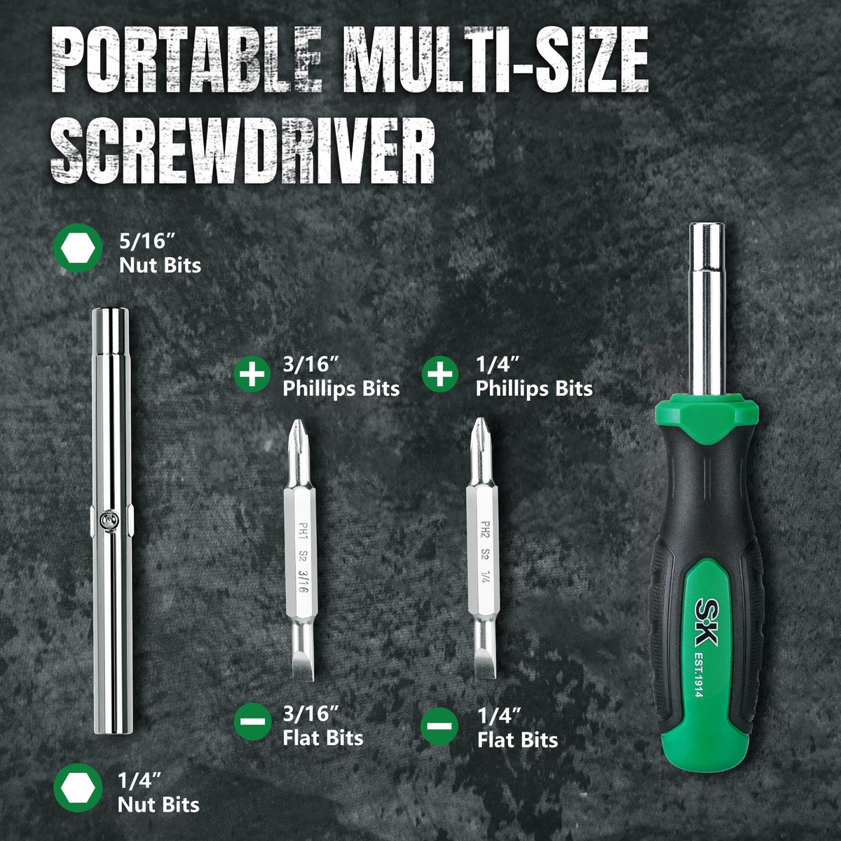 SK Tools USA - 6-in-1 Screwdriver - Ridge Toolbox