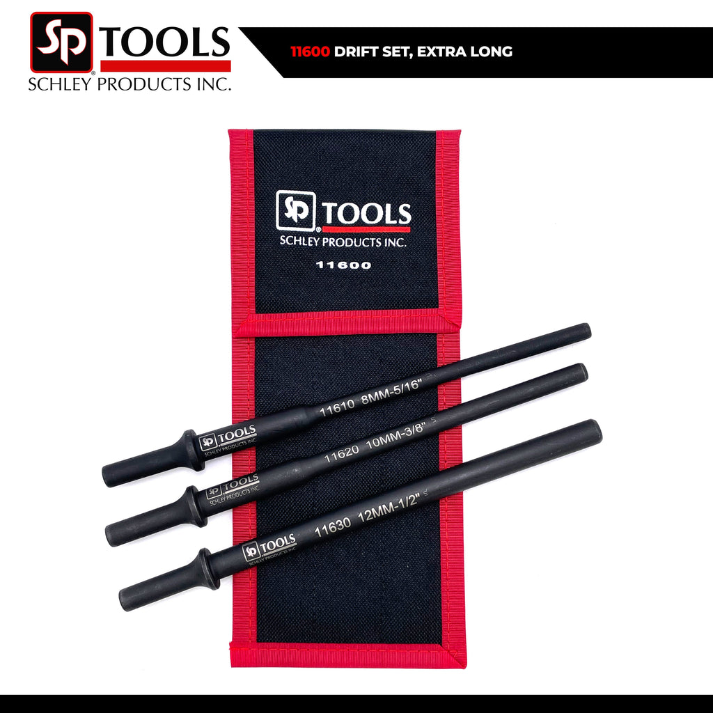 Schley Tools - Extra Long Air Hammer Drift Kit, 3 Piece in Kit Bag (8 mm-12 mm)