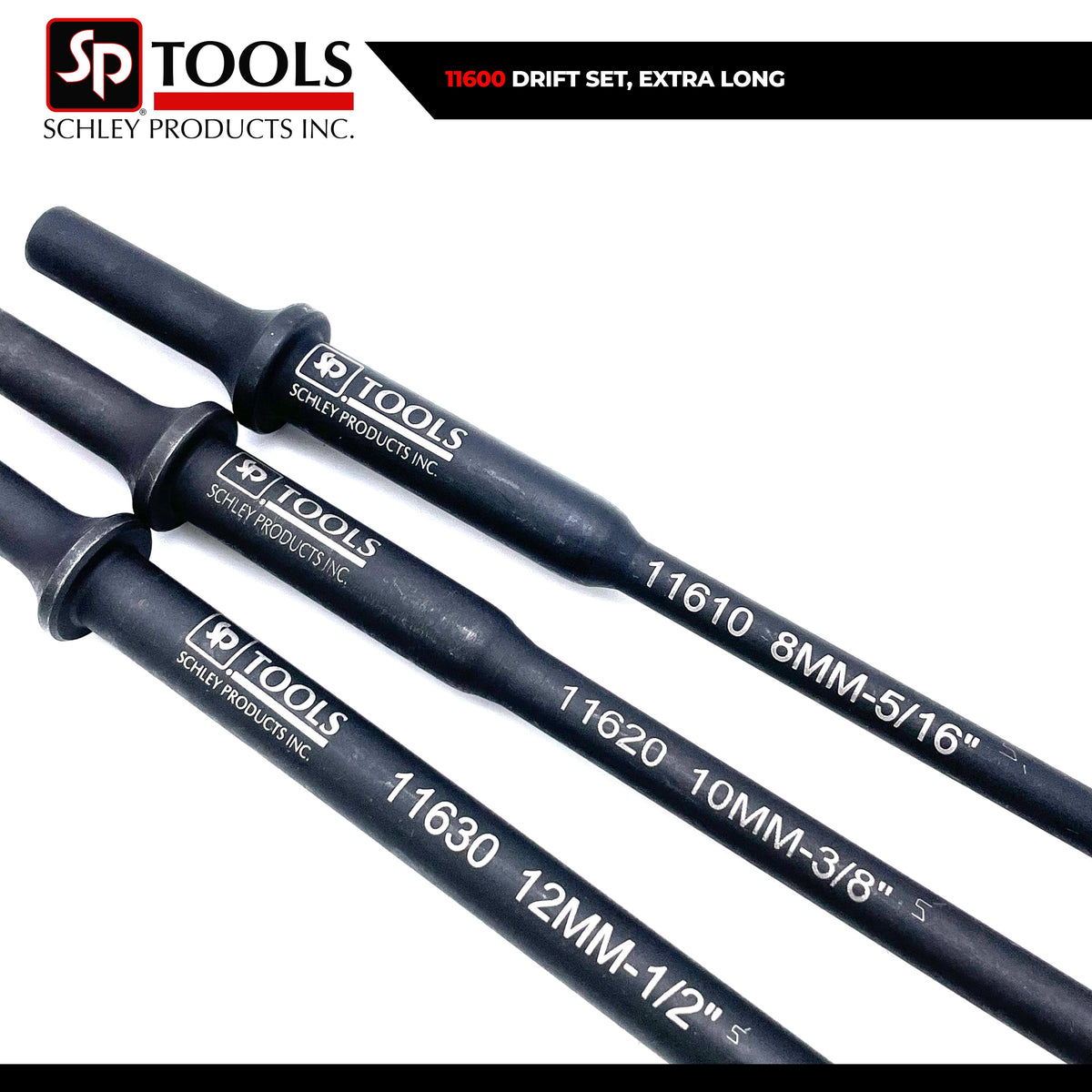 Schley Tools - Extra Long Air Hammer Drift Kit, 3 Piece in Kit Bag (8 mm-12 mm)