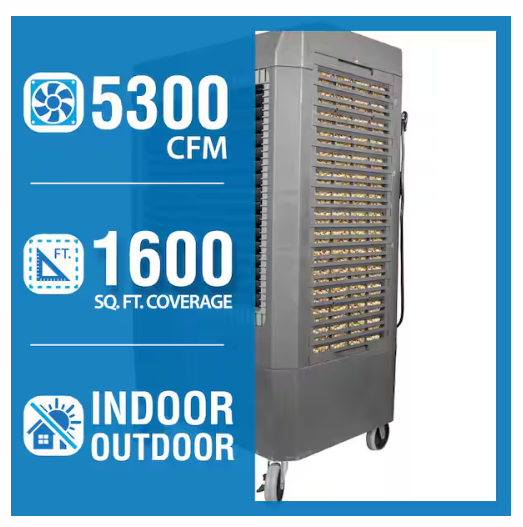 5,300 CFM 3-Speed Portable Evaporative Cooler (Swamp Cooler) for 1,600 sq. ft.