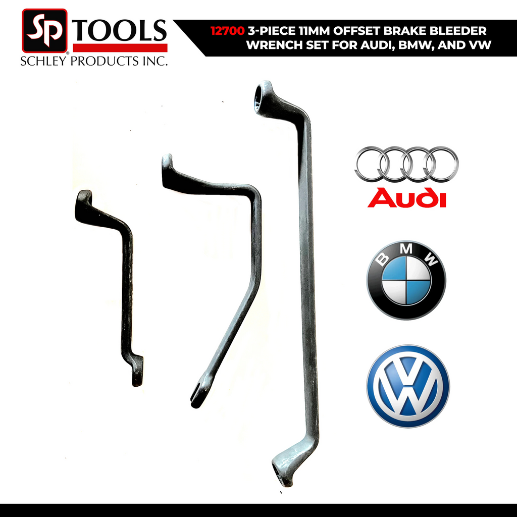 Schley Tools - 3-PIECE 11MM OFFSET BRAKE BLEEDER WRENCH SET FOR AUDI, BMW, and VW