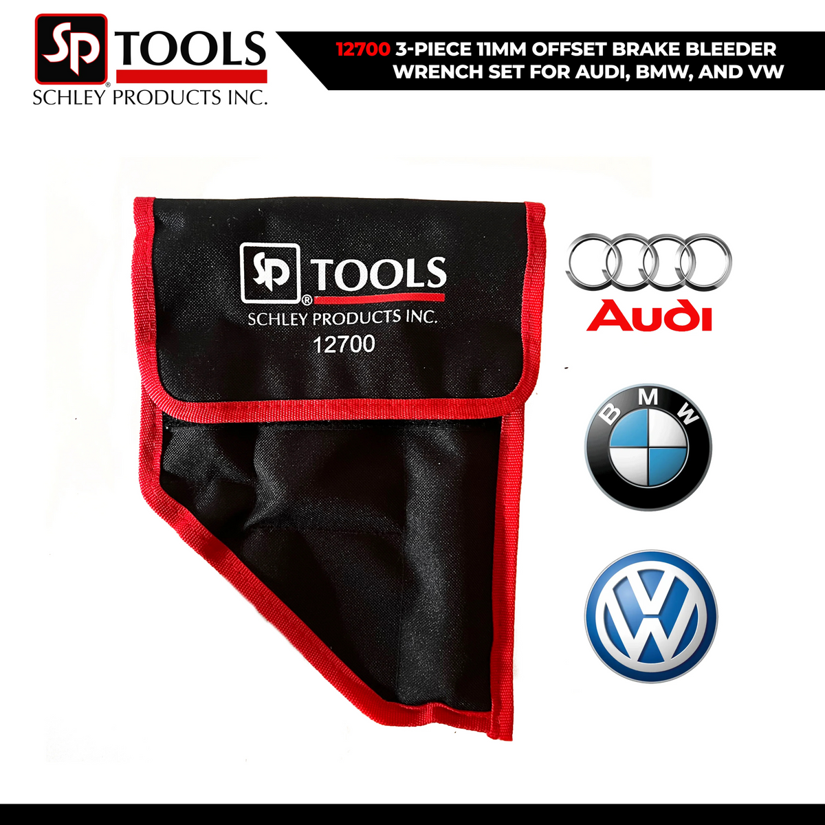 Schley Tools - 3-PIECE 11MM OFFSET BRAKE BLEEDER WRENCH SET FOR AUDI, BMW, and VW