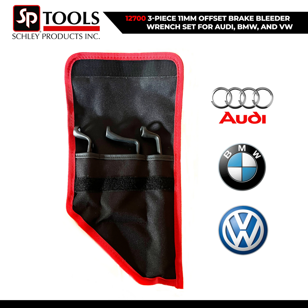 Schley Tools - 3-PIECE 11MM OFFSET BRAKE BLEEDER WRENCH SET FOR AUDI, BMW, and VW