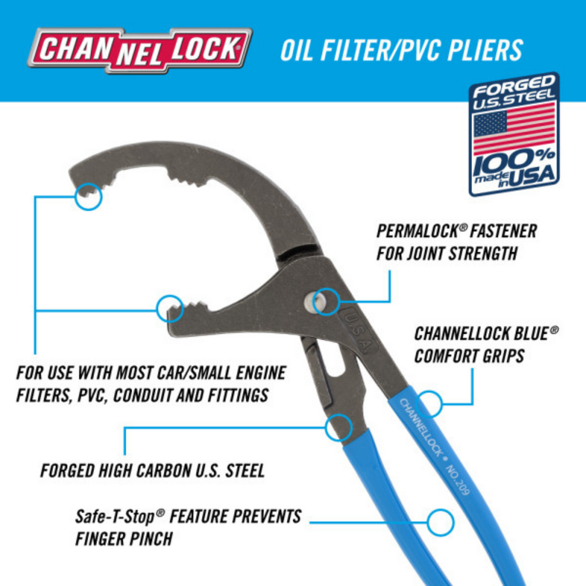 Channellock Oil Filter/PVC Pliers (9" - 15.5")