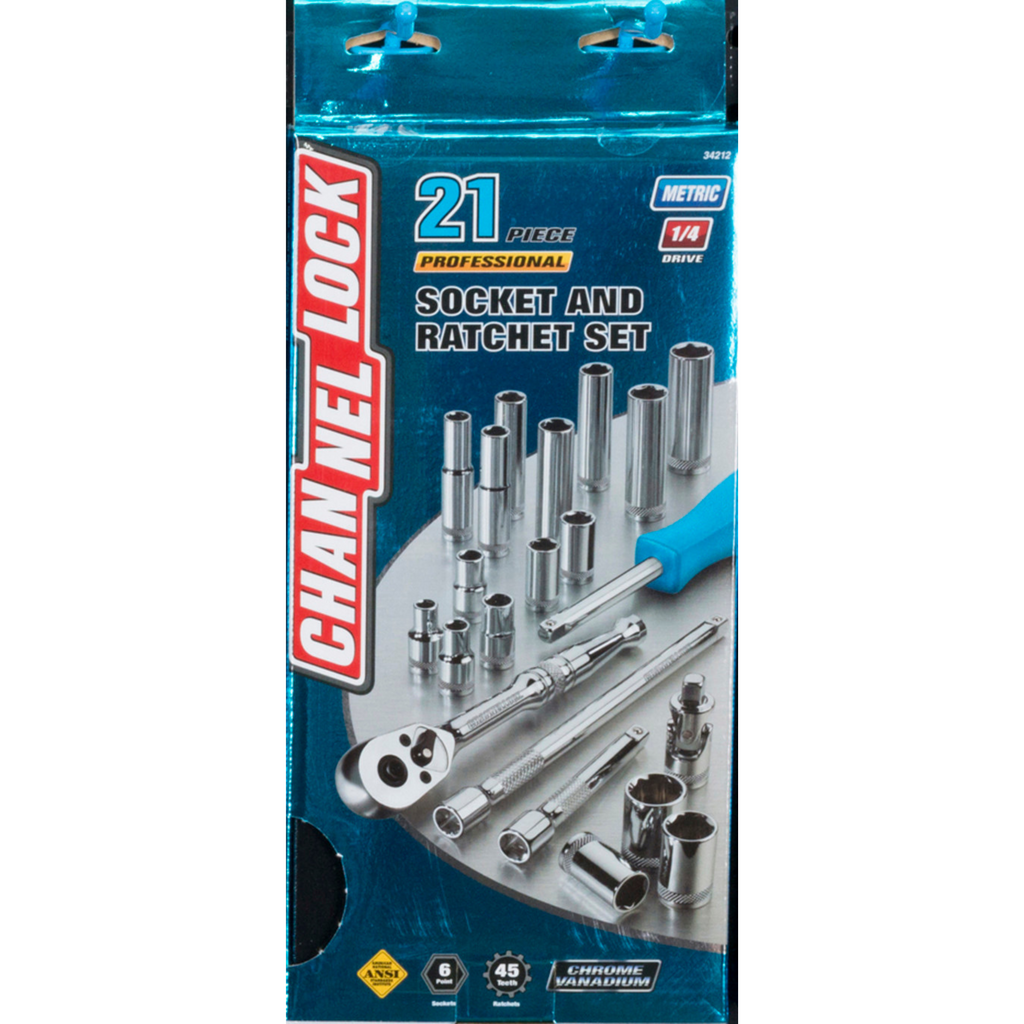 Channellock 21pc 1/4" Metric Drive Socket Set - Durable & Versatile Tools