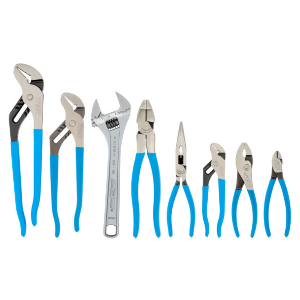 Channellock 8pc Straight Jaw Pliers Set with Wrench - Ridge Toolbox