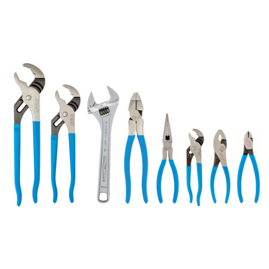 Channellock 8pc V-Jaw Pliers Set with Wrench - Ridge Toolbox
