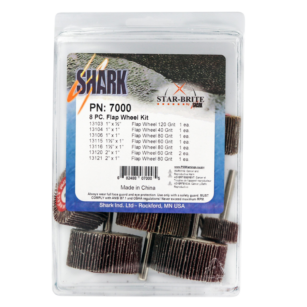 Shark Industries - 8 PC Flap Wheel Kit – Aluminum Oxide - Ridge Toolbox