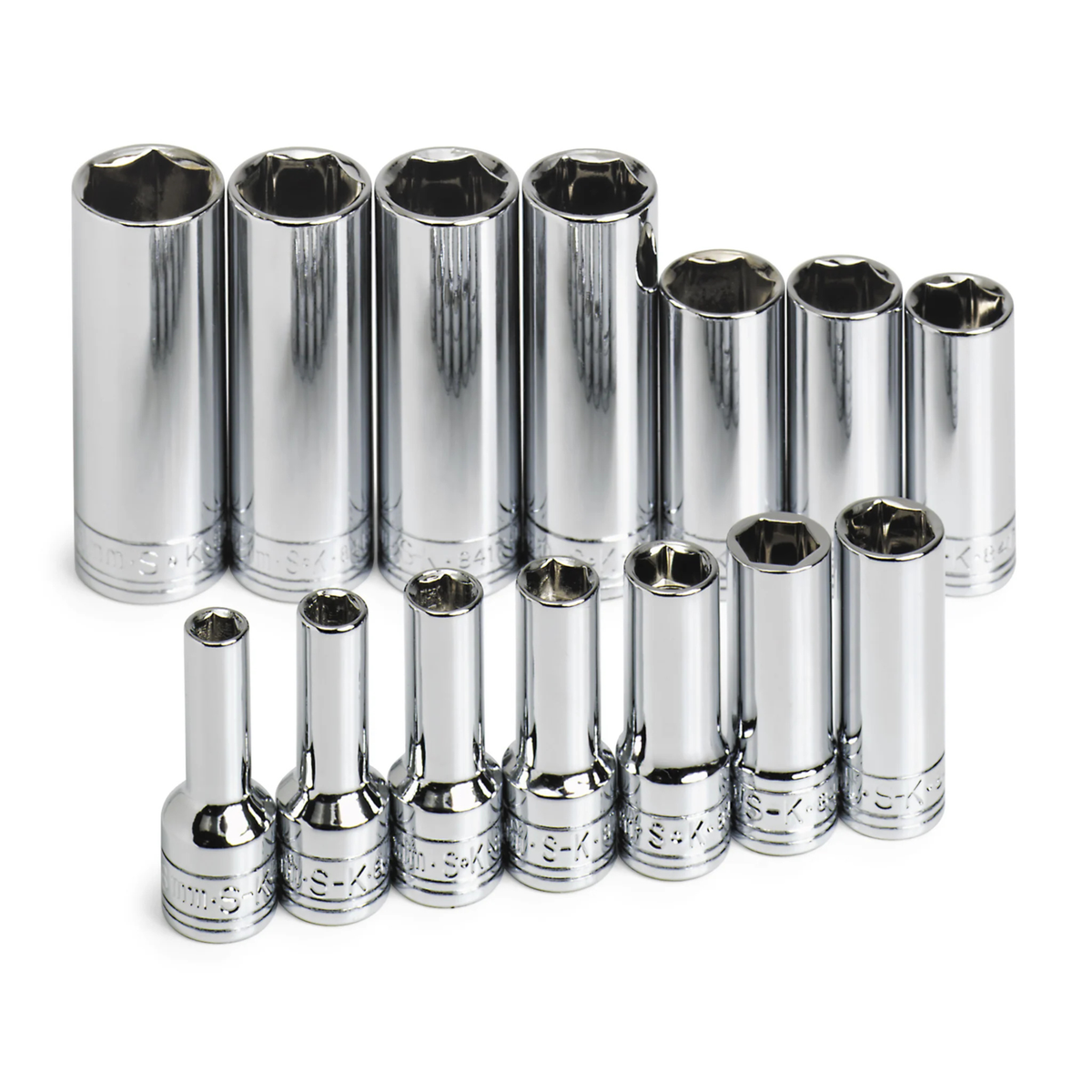 SK Tools USA - 14 Piece 3/8" Drive 6 Point Deep Metric Chrome Socket Set - Ridge Toolbox
