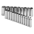 SK Tools USA - 21 Piece 1/2" Drive 12 Point Deep Metric Chrome Socket Set - Ridge Toolbox