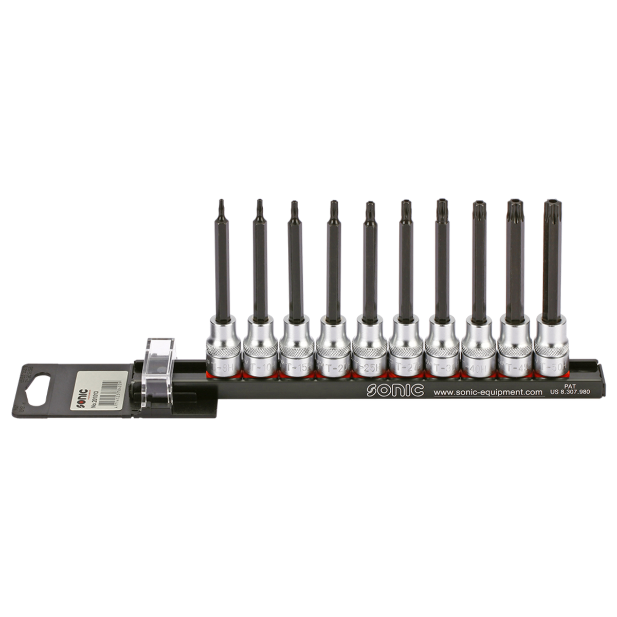Sonic Tools - 3/8" Drive TX Bit Tamperproof Socket Set on Rail, 10-PCS - Ridge Toolbox