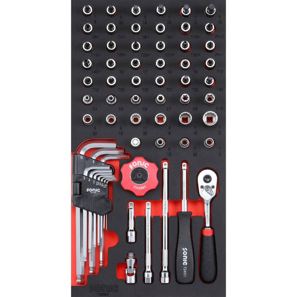 Sonic Tools - SAE Bit Socket Set 1/4", 63-PCS - SMALL SFS - Ridge Toolbox