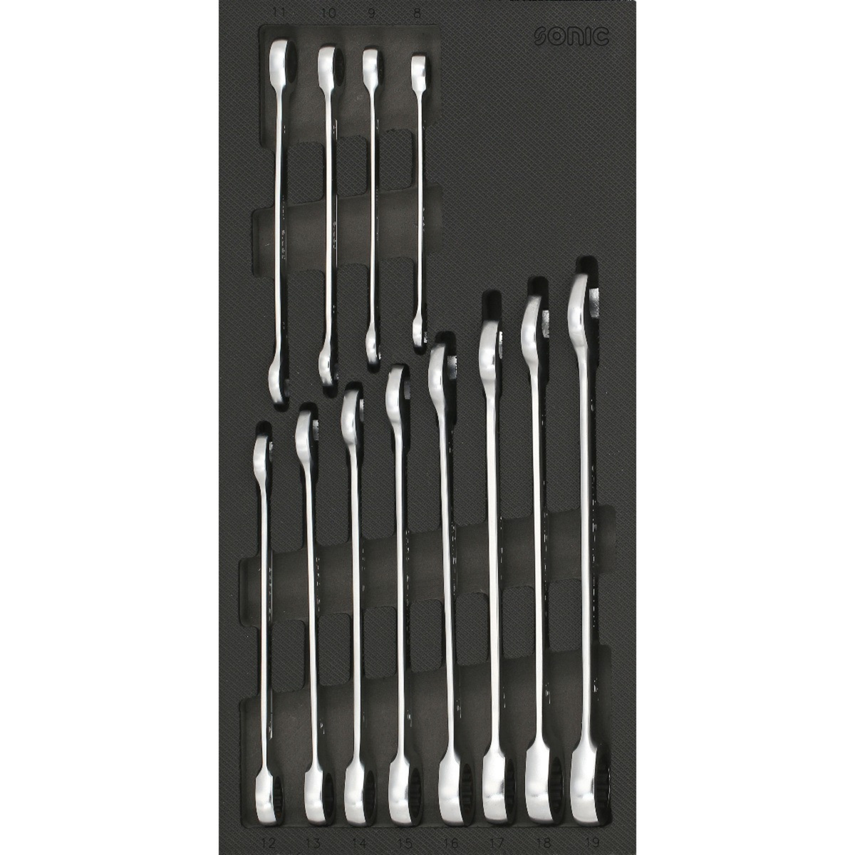 Sonic Tools - Flat Ring Ratchet Set, 12-PCS - SMALL SFS - Ridge Toolbox