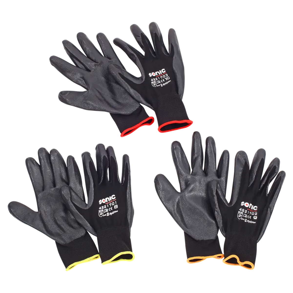 Sonic Tools - Gloves Nitrile Coated Nylon (Size 8 Medium, Size 9, Large, Size 10, XL) - Ridge Toolbox