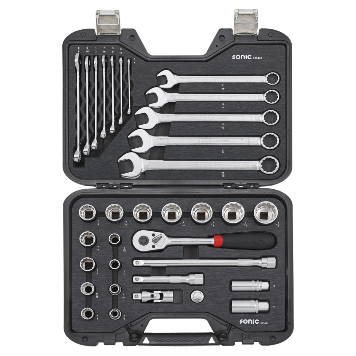 Sonic Tools - MCS SAE Socket & Wrench 1/2", 34-PCS - Ridge Toolbox