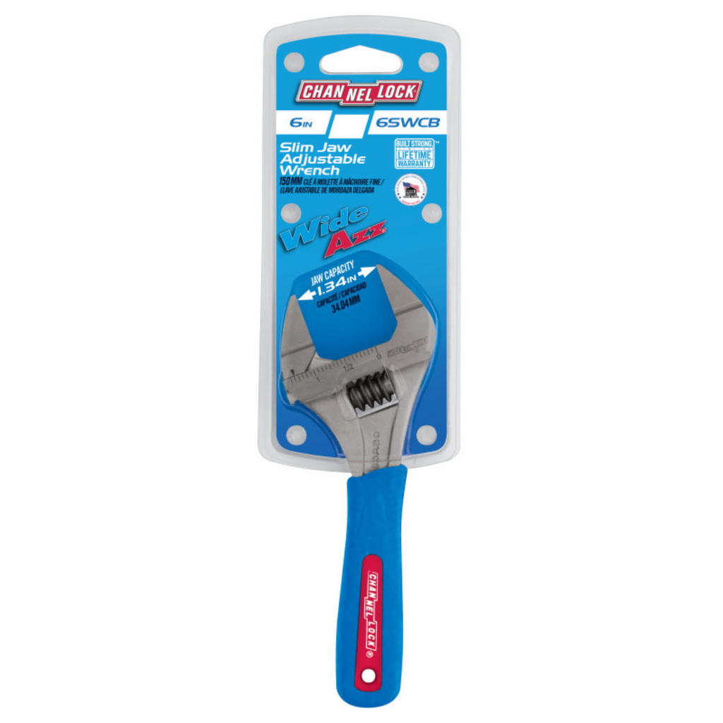 Channellock 6-Inch CODE BLUE® WideAzz® Slim Jaw Adjustable Wrench - Ridge Toolbox
